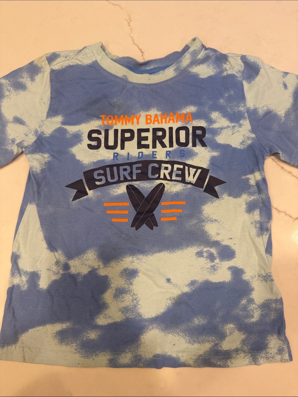 Tommy Bahama Blue and Light Blue Tie-Dye 'Superior Surf Crew' Tee